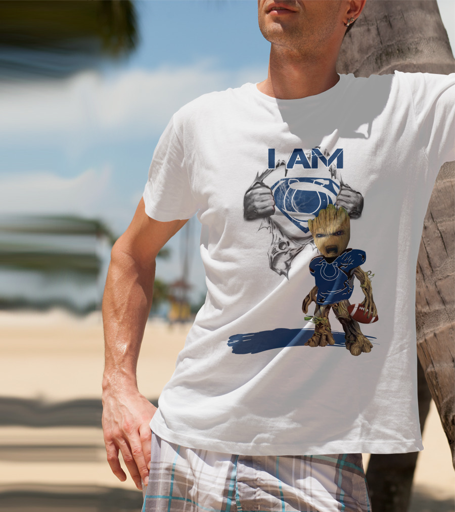 I Am Colts Baby Groot Superman Football T-Shirt