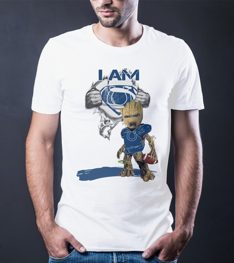 I Am Colts Baby Groot Superman Football T-Shirt