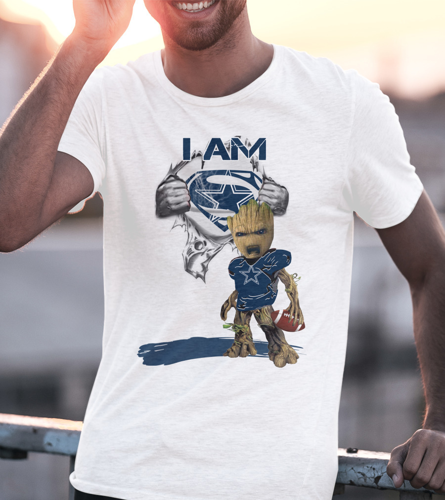 I Am Cowboys Baby Groot Superman Football T-Shirt