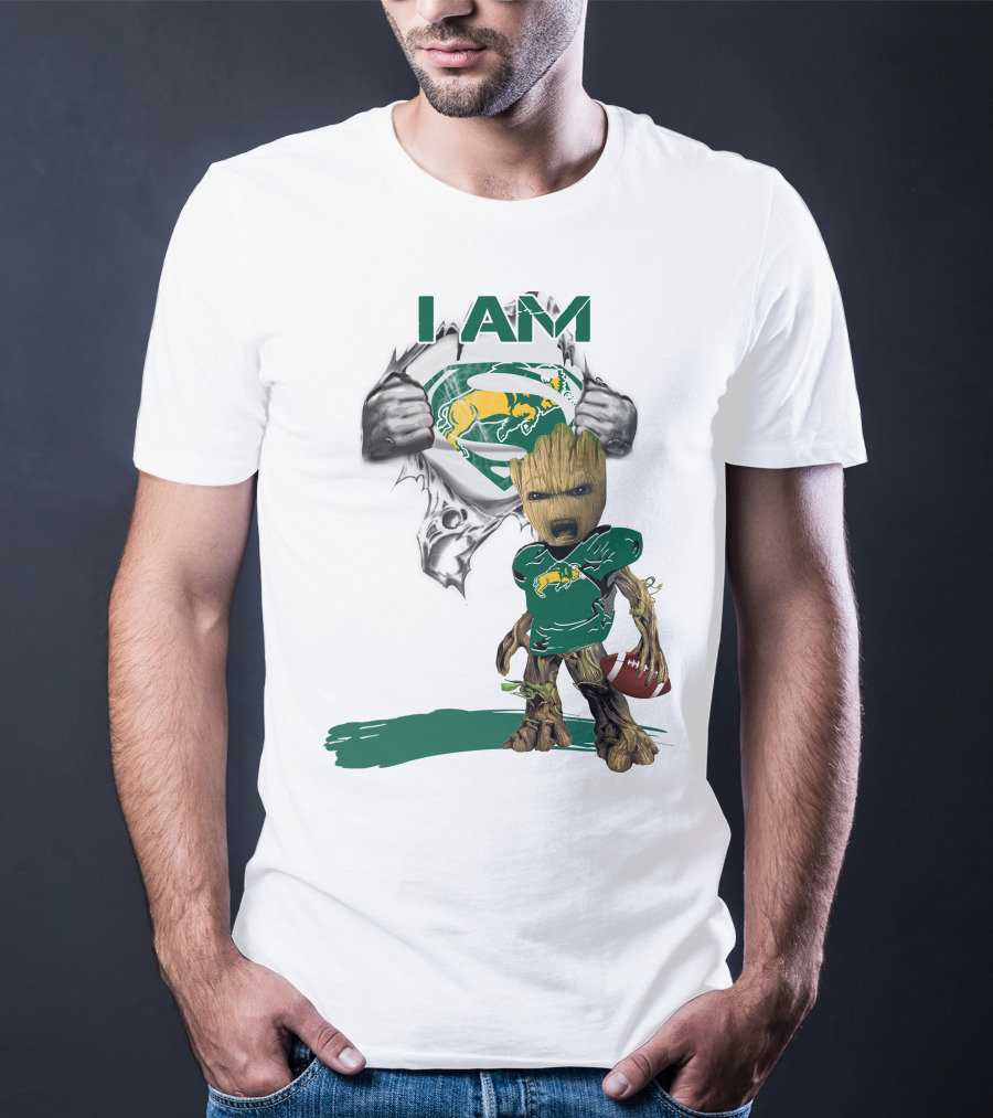 I AM Dakota Baby Groot Bison Football Superman T-Shirt