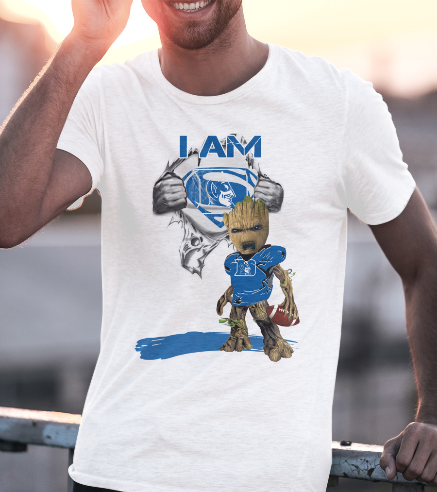 I AM Duke Baby Groot Superman Football Hero T-Shirt