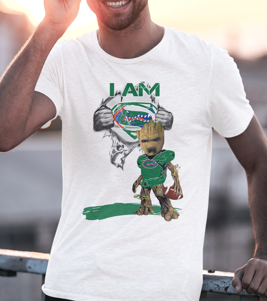 I AM Gators Baby Groot Superman Football T-Shirt