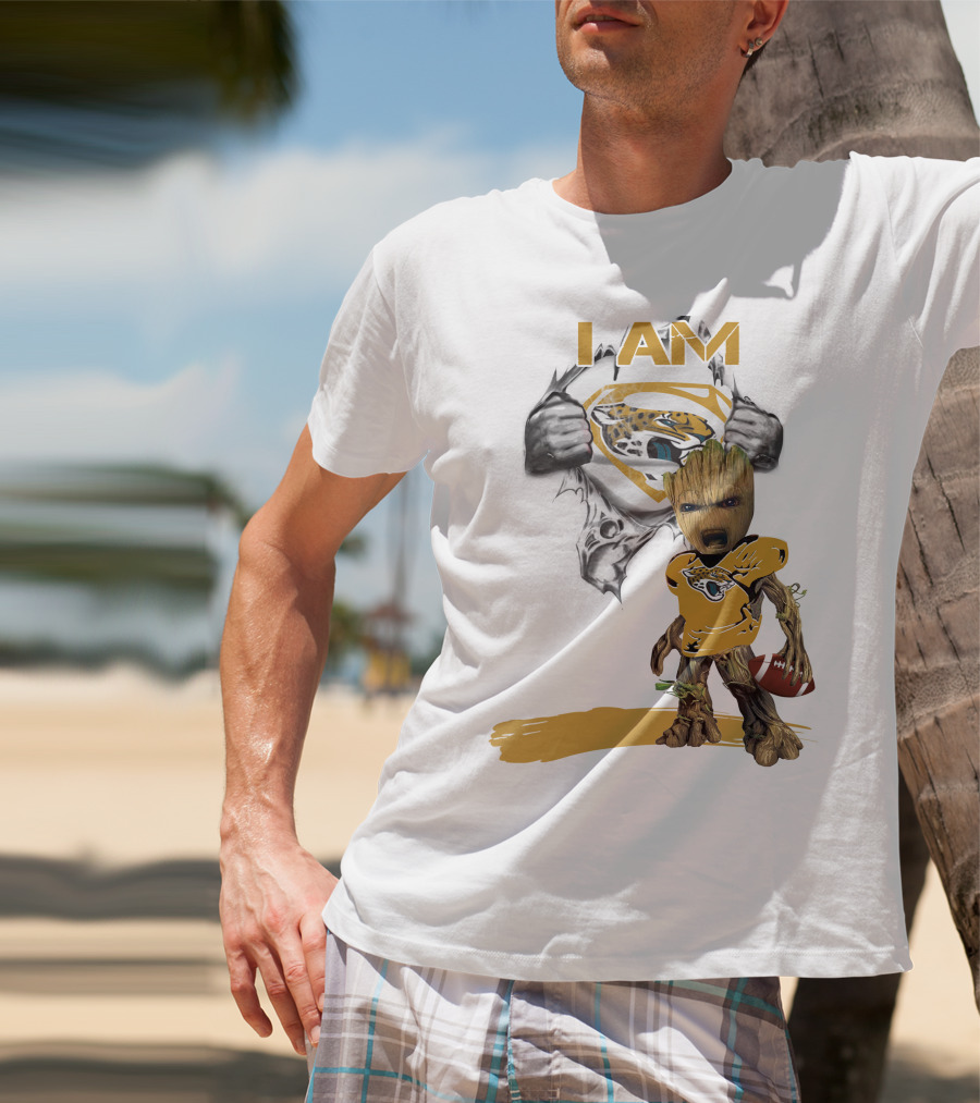 I Am Jaguars Baby Groot Superman Football Fan T-Shirt