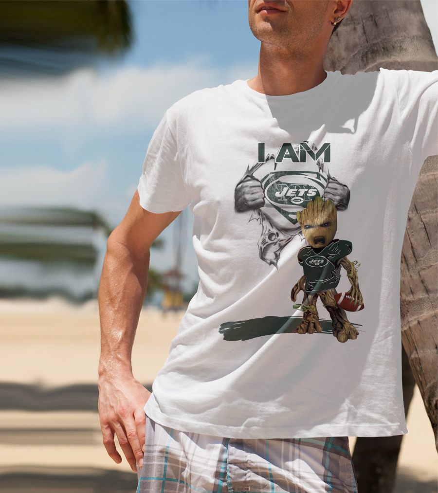 I Am Jets Baby Groot Superman Football Fan T-Shirt