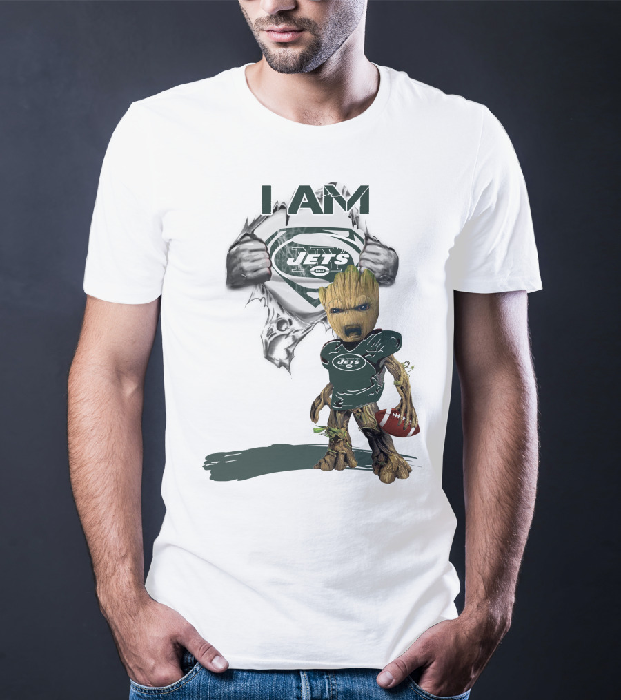I Am Jets Baby Groot Superman Football Fan T-Shirt