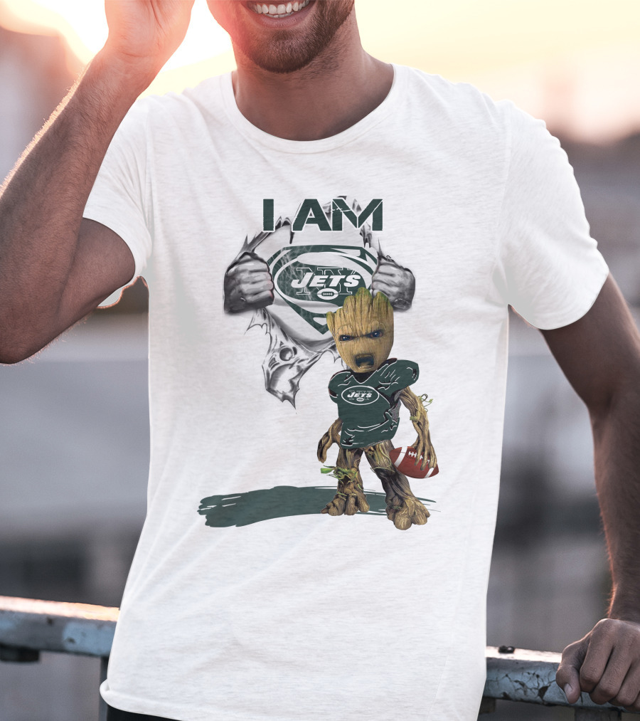 I Am Jets Baby Groot Superman Football Fan T-Shirt