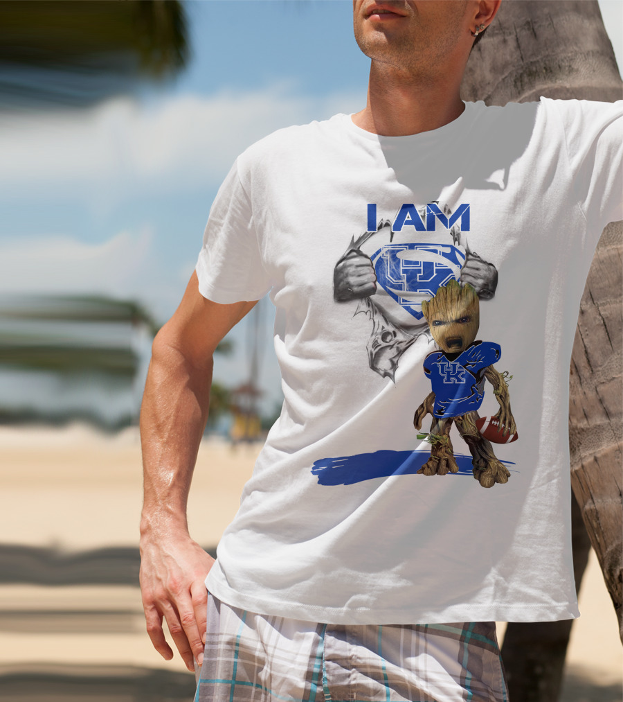 I Am Kentucky Baby Groot UK Superman Football T-Shirt