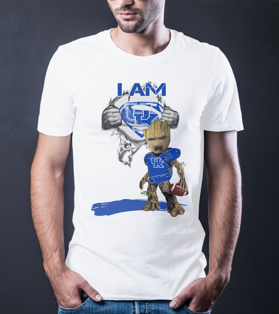 I Am Kentucky Baby Groot UK Superman Football T-Shirt