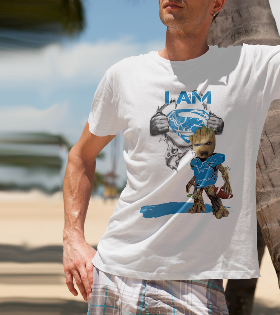 I AM Lion Baby Groot Superman Football T-Shirt