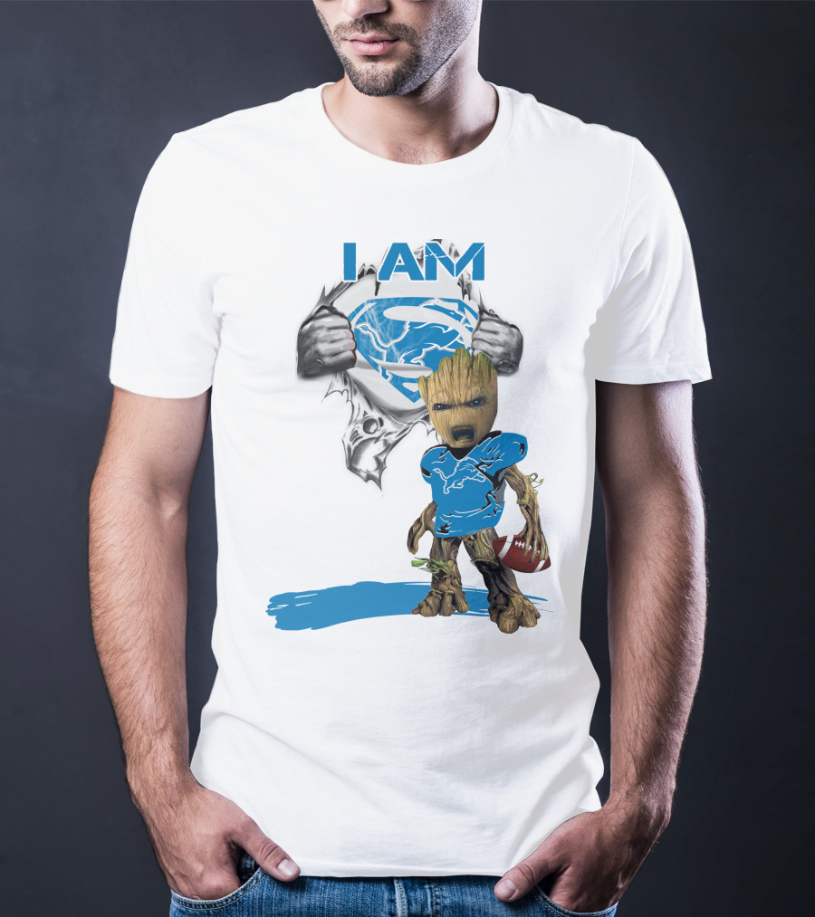 I AM Lion Baby Groot Superman Football T-Shirt