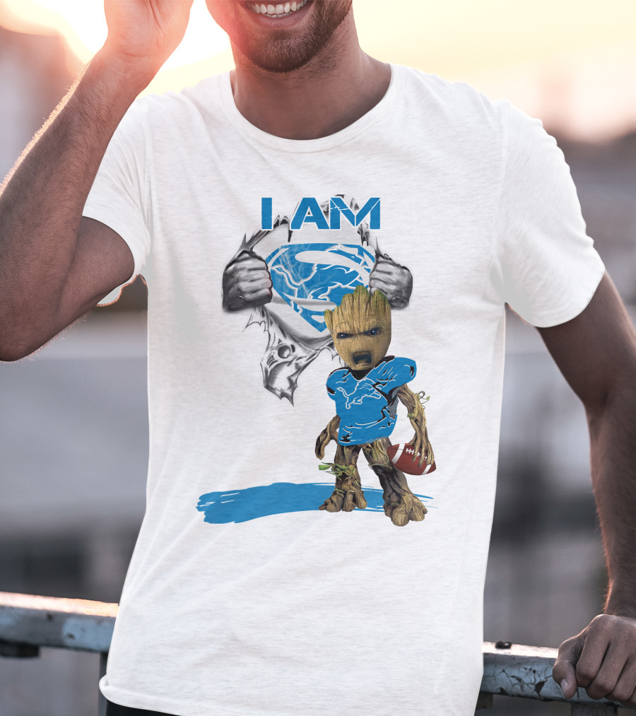 I AM Lion Baby Groot Superman Football T-Shirt