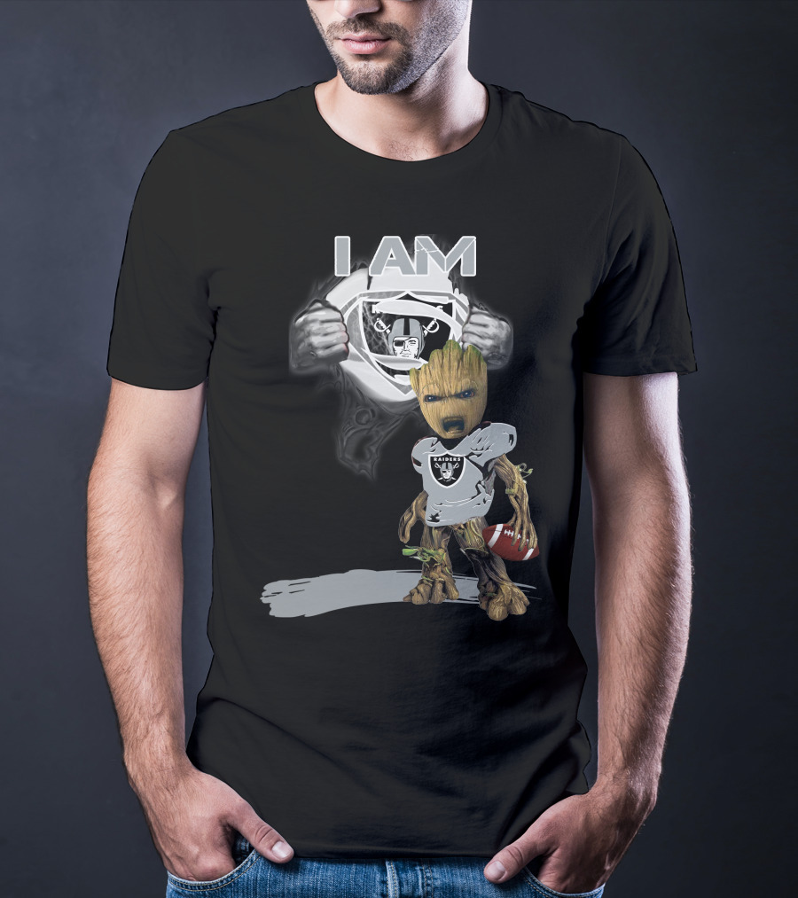 Raiders Baby Groot I Am Superman NFL Football T-Shirt