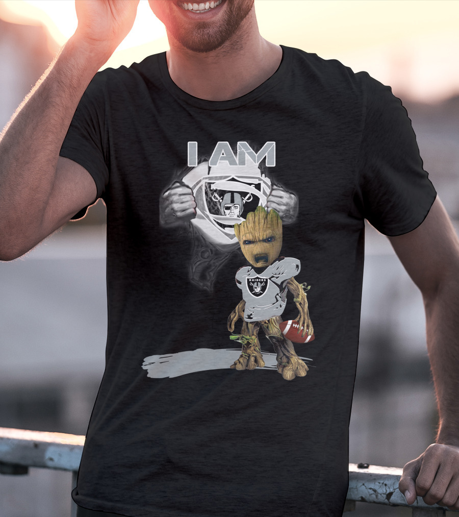 Raiders Baby Groot I Am Superman NFL Football T-Shirt