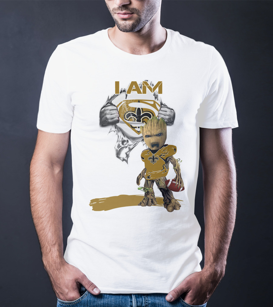 I Am Baby Groot Saints Superman Football T-Shirt