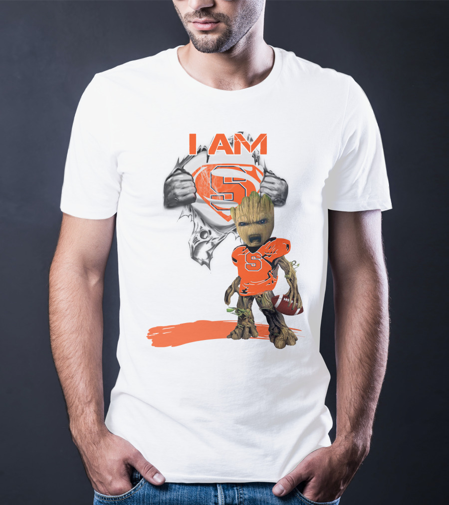 I Am Syracuse Baby Groot Superman Football T-Shirt