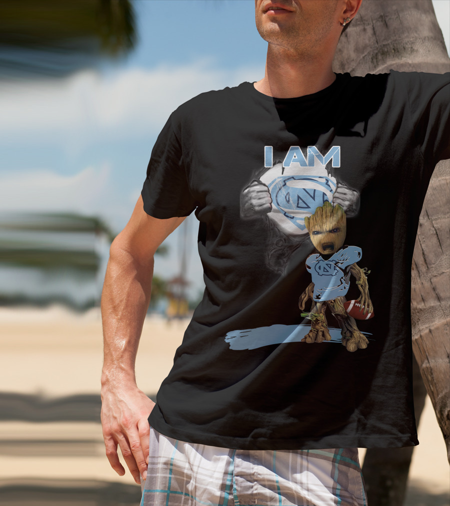 I AM Tarheel Baby Groot Superman T-Shirt
