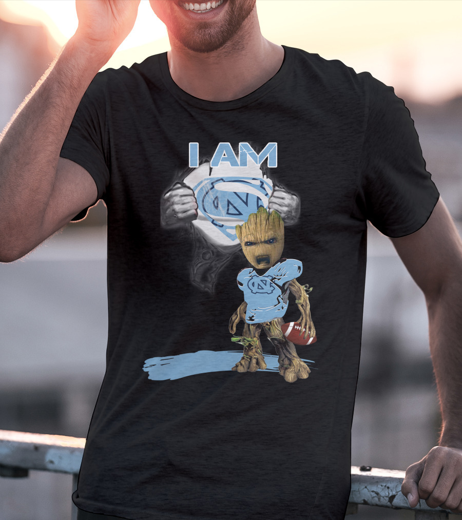 I AM Tarheel Baby Groot Superman T-Shirt