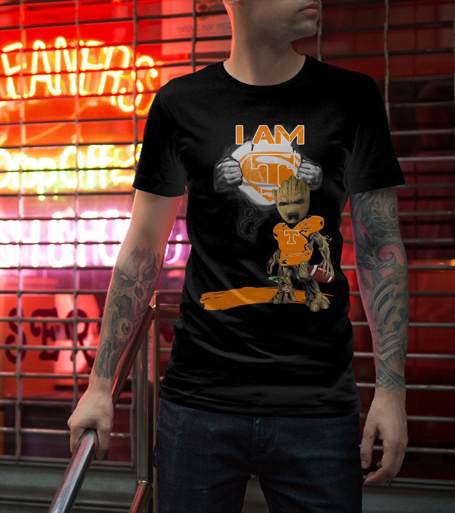 I Am Tennessee Baby Groot Superman Football T-Shirt