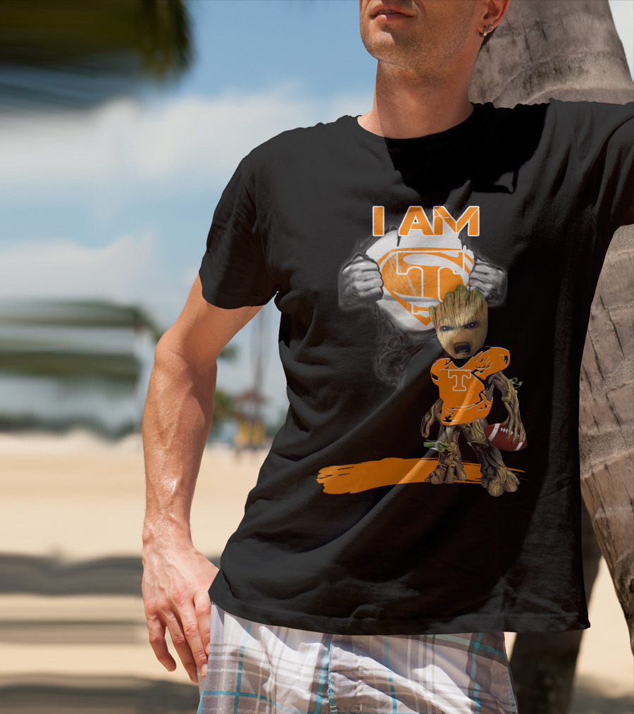 I Am Tennessee Baby Groot Superman Football T-Shirt