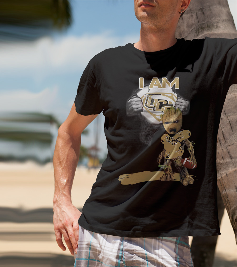 I AM UCF Baby Groot Football Superman T-Shirt