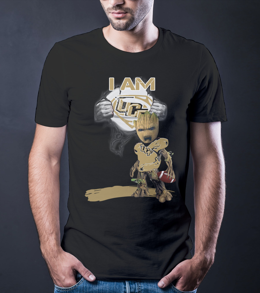 I AM UCF Baby Groot Football Superman T-Shirt