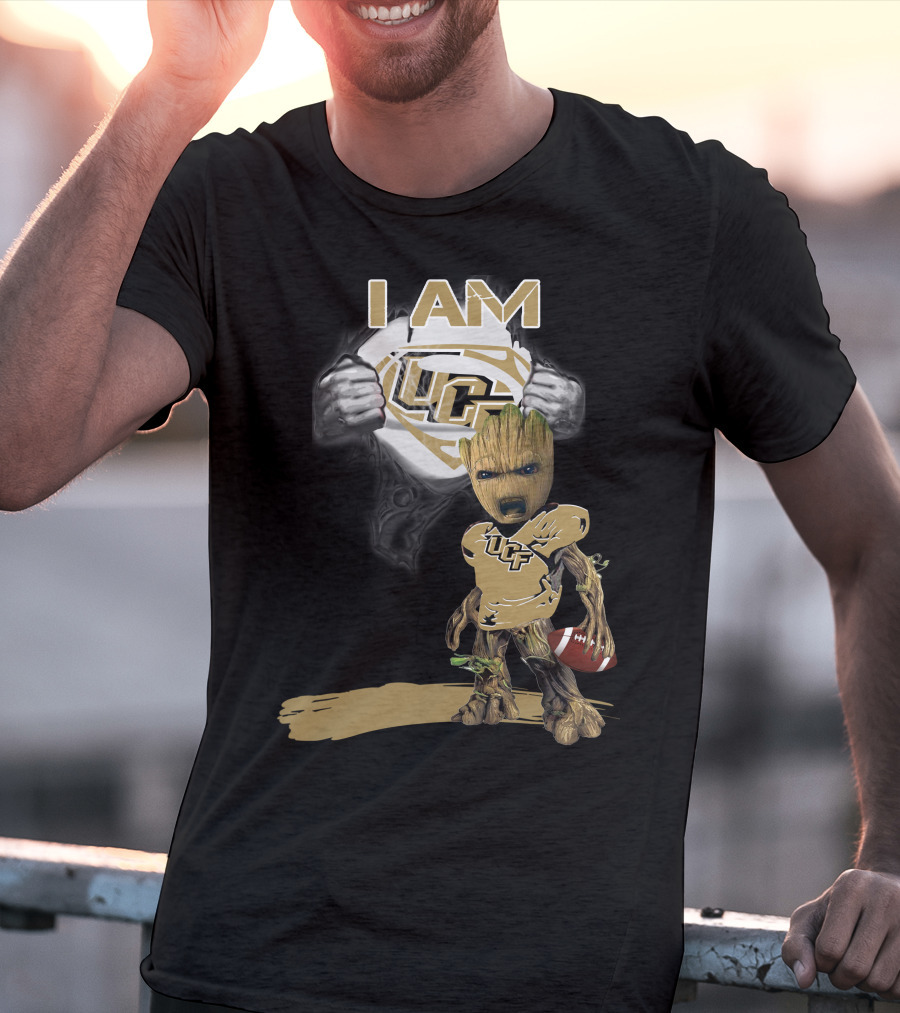 I AM UCF Baby Groot Football Superman T-Shirt
