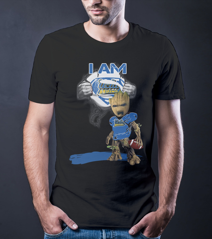 I Am UCLA Bruins Baby Groot Superman Football T-Shirt