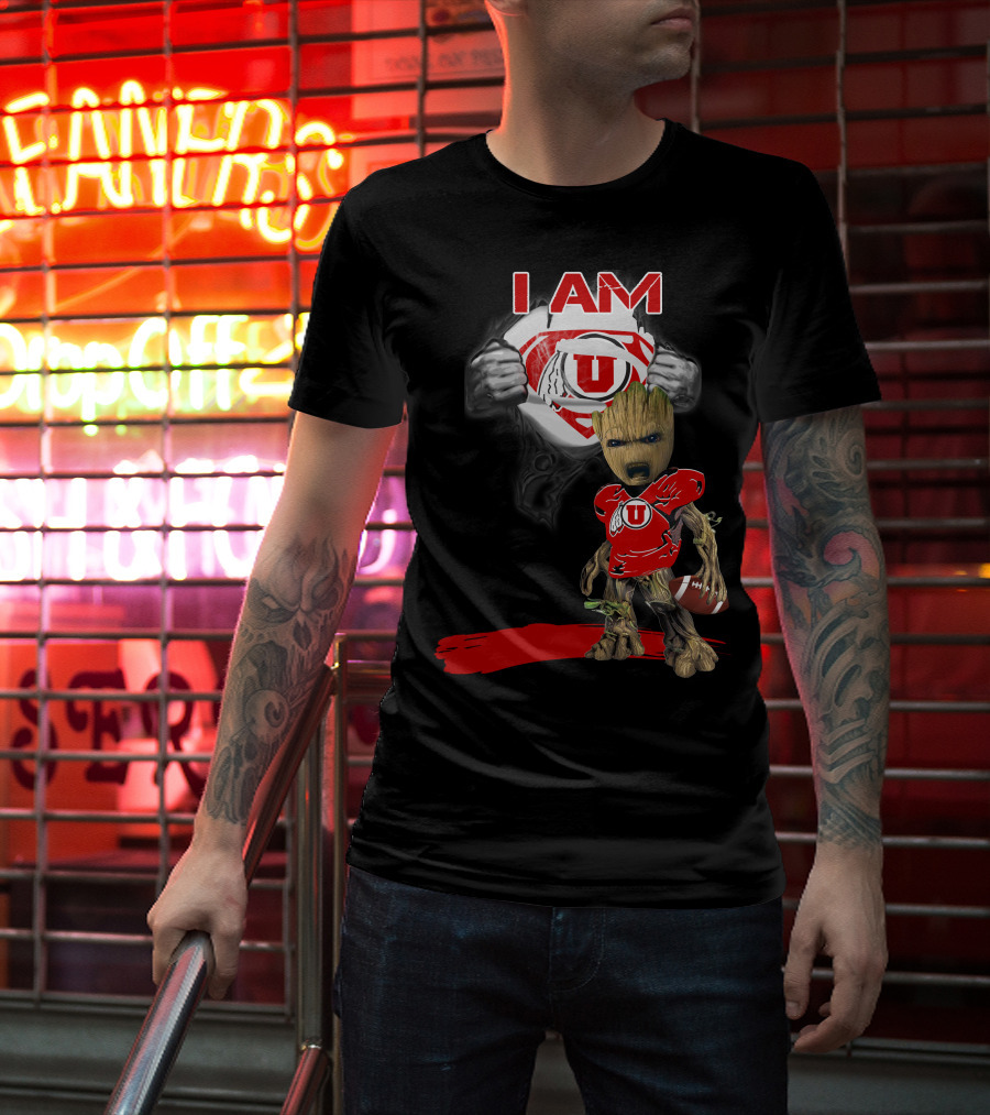 I Am Utes Baby Groot Superman Football T-Shirt
