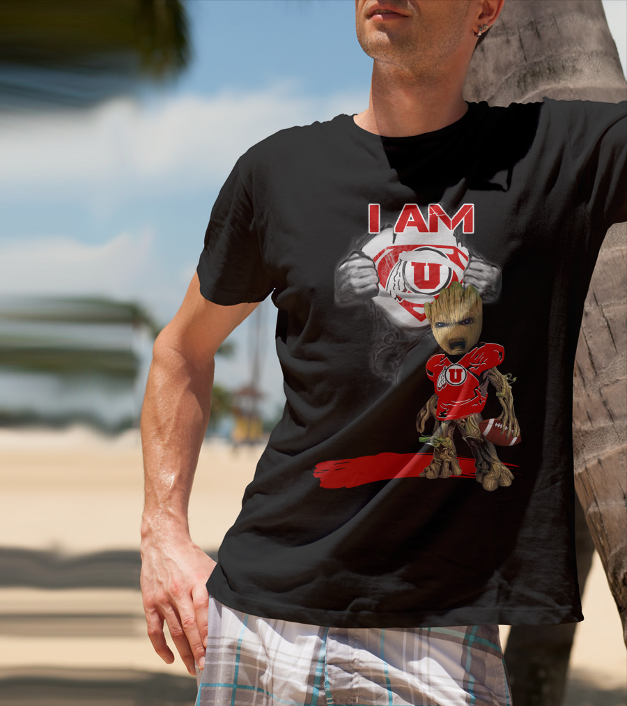 I Am Utes Baby Groot Superman Football T-Shirt