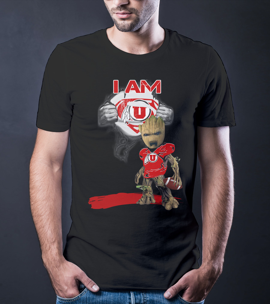I Am Utes Baby Groot Superman Football T-Shirt