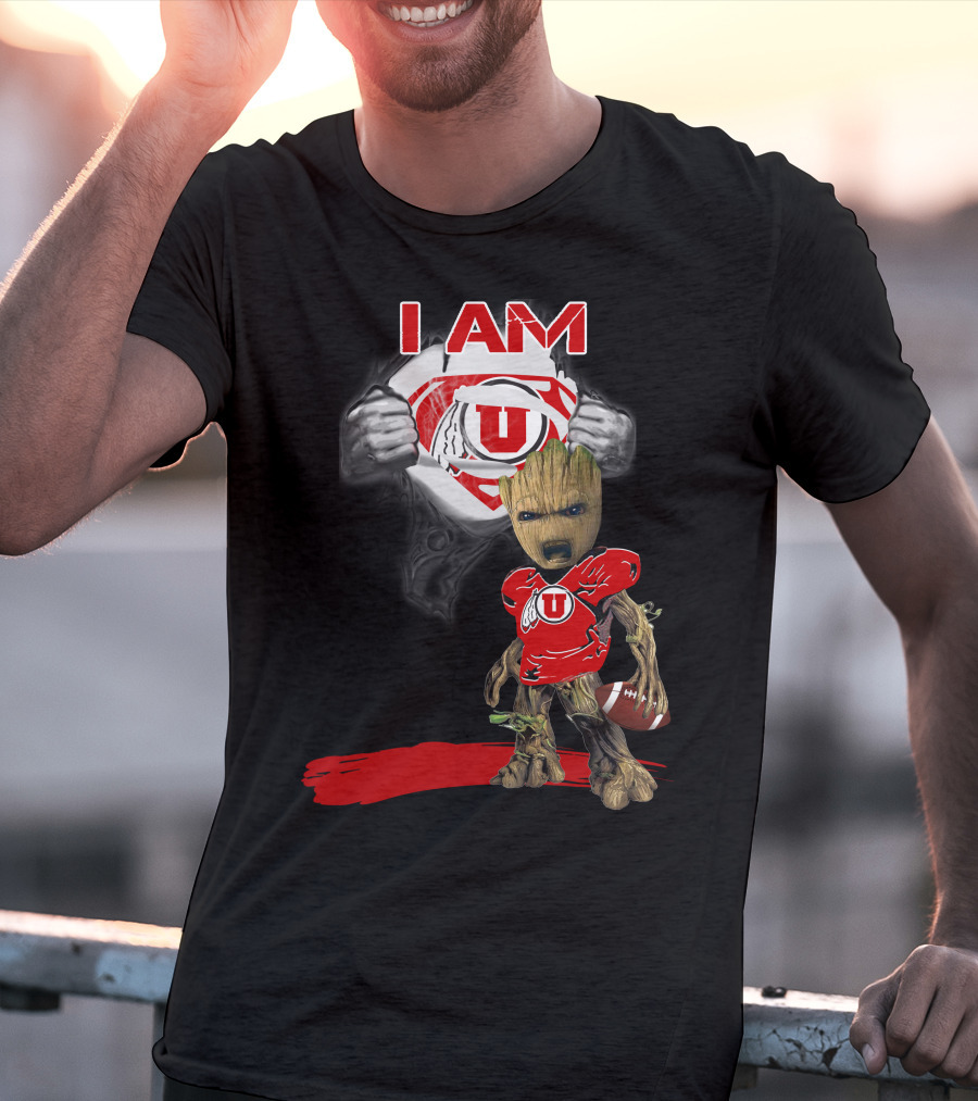 I Am Utes Baby Groot Superman Football T-Shirt