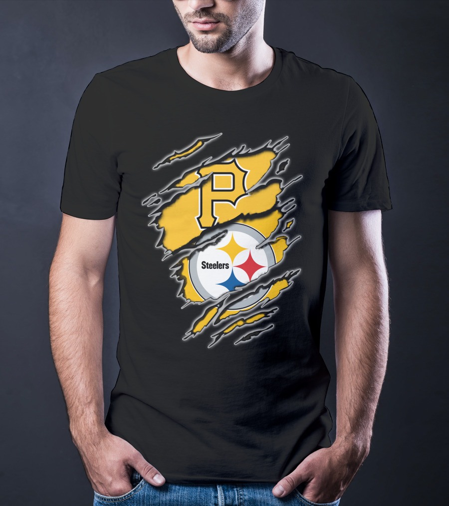 Steelers Pirates Torn Ripped Merge T-Shirt