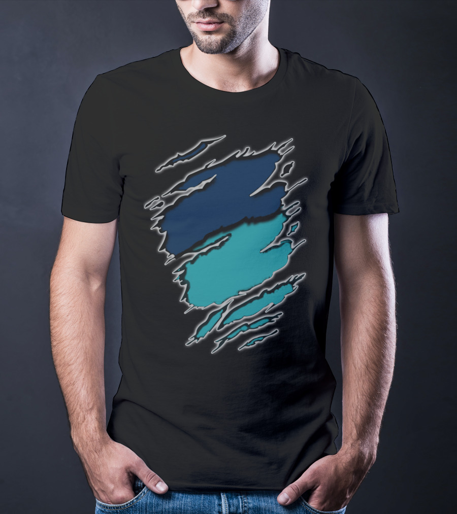 Dolphins Rays9 Blue Teal Abstract Claw Marks T-Shirt