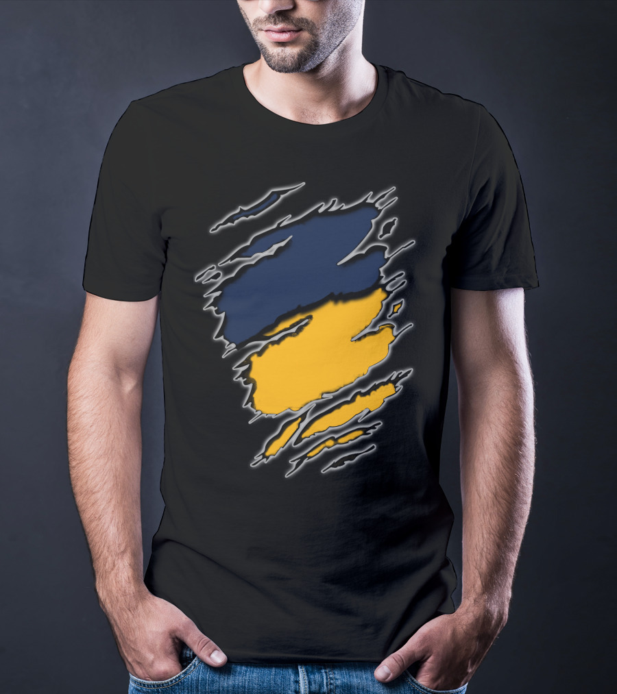 Pac Yan Worn Claw Marks Blue Yellow Gradient T-Shirt