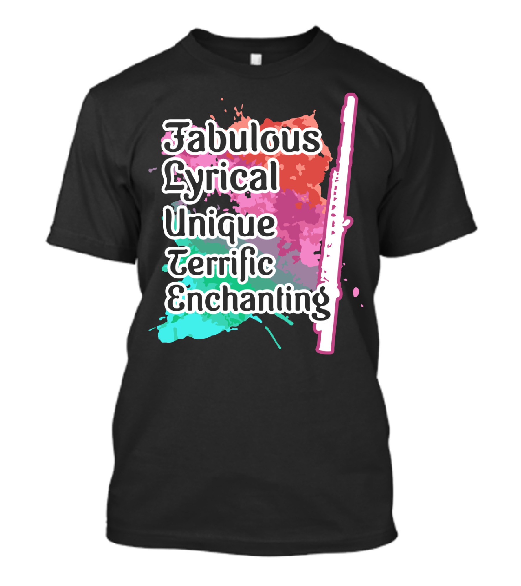 Fabulous Lyrical Unique Terrific Enchanting Flute Colorful Background T-Shirt