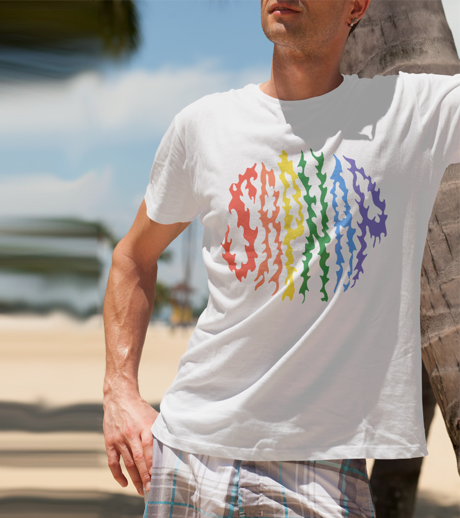 Sapnap Colorful Rainbow Flame Text T-Shirt