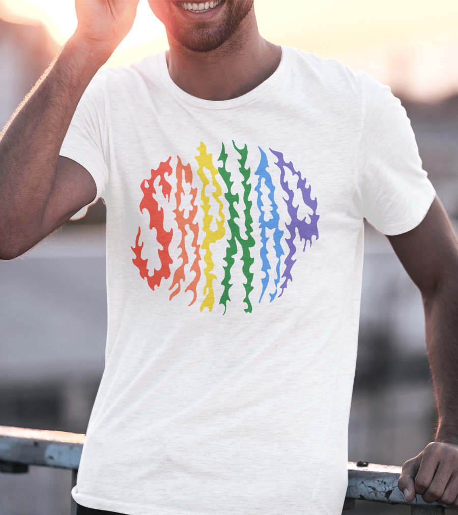 Sapnap Colorful Rainbow Flame Text T-Shirt