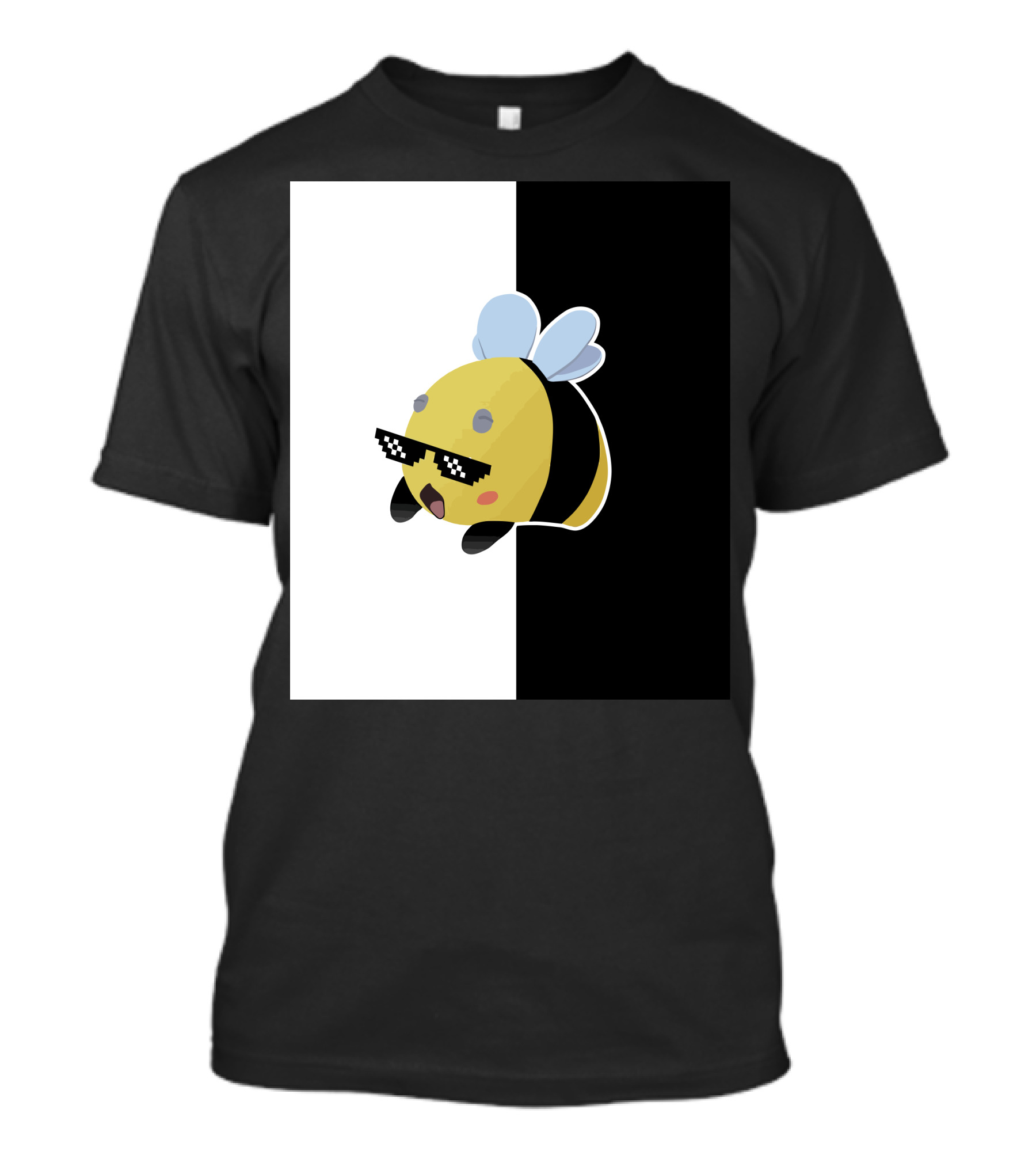 Tubbo And Ranboo Cool Bee Sunglasses Black And White Background T-Shirt