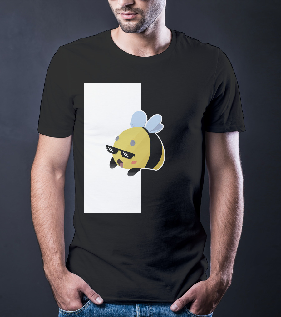 Tubbo And Ranboo Cool Bee Sunglasses Black And White Background T-Shirt