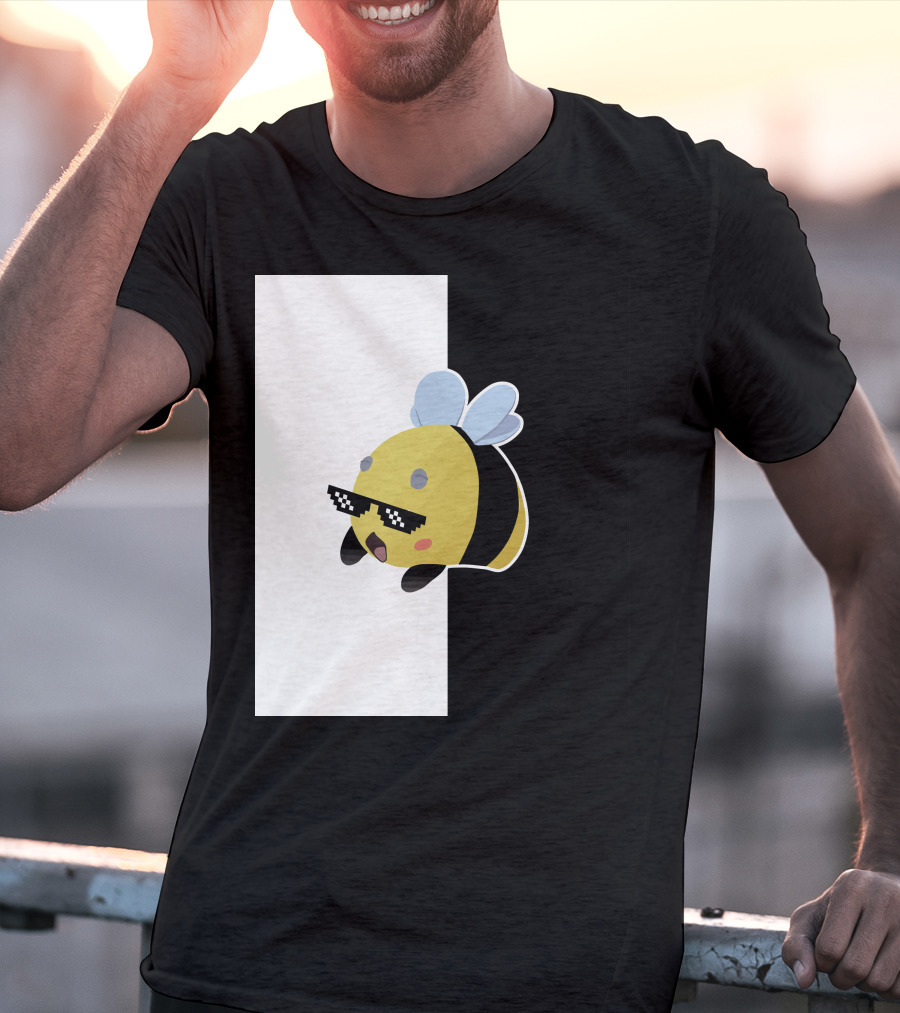 Tubbo And Ranboo Cool Bee Sunglasses Black And White Background T-Shirt