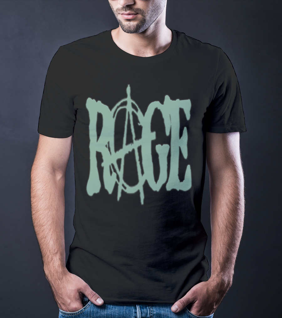 RAGE Anarchy Symbol Text T-Shirt