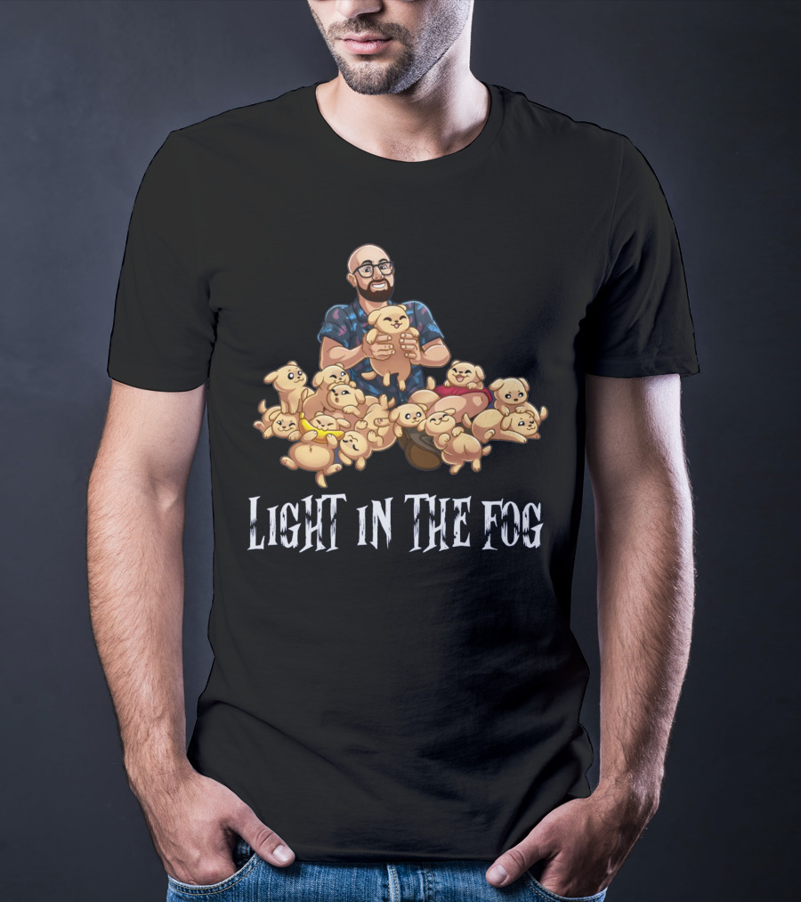 Light In The Fog Event With Cute Dog Plushies And Smiling Person T-Shirt