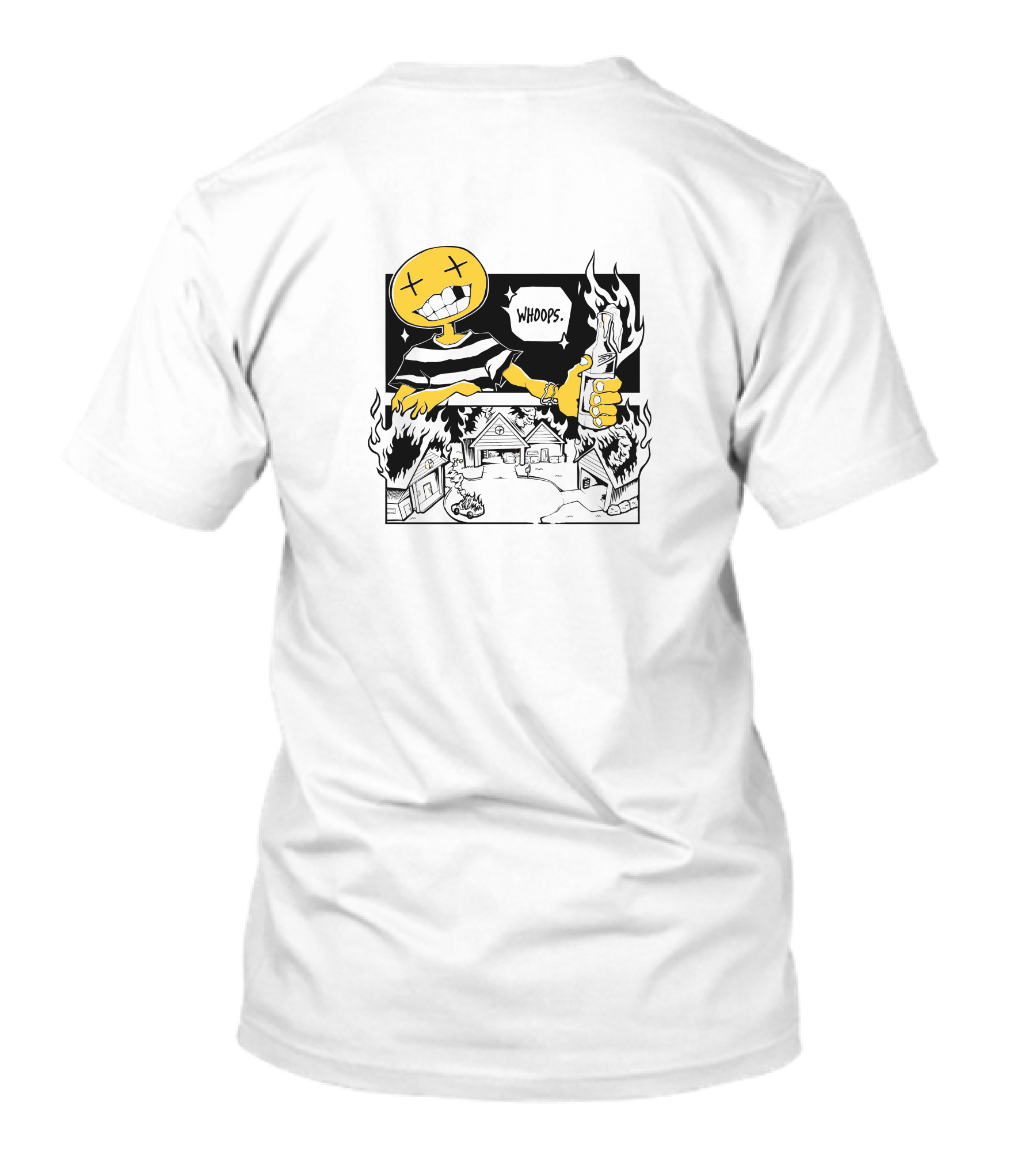 OFFCANNY Whoops Mischievous Grin Burning House Scene T-Shirt