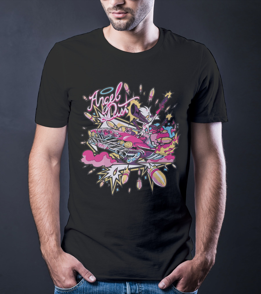 Angel Dust Hazbin Hotel Cartoon Style Action Explosion T-Shirt