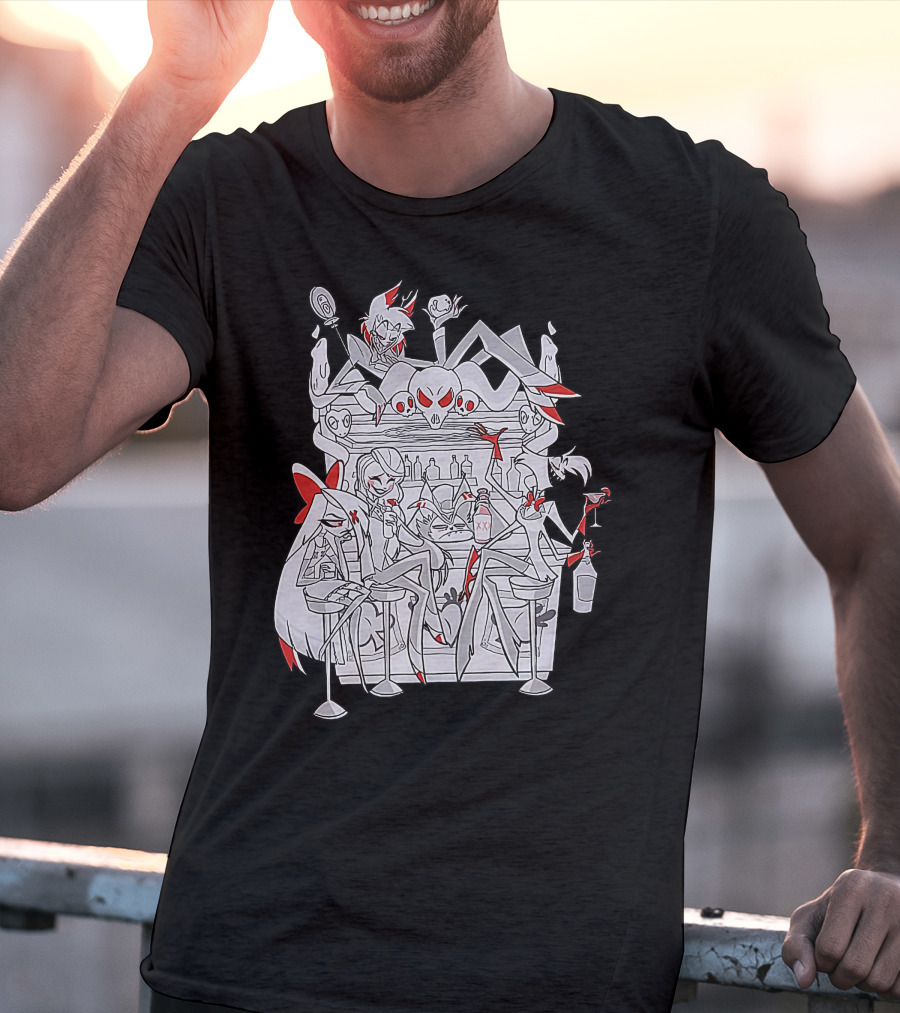 Hazbin Hotel Charlie Bar Scene With Angel Dust And Alastor T-Shirt