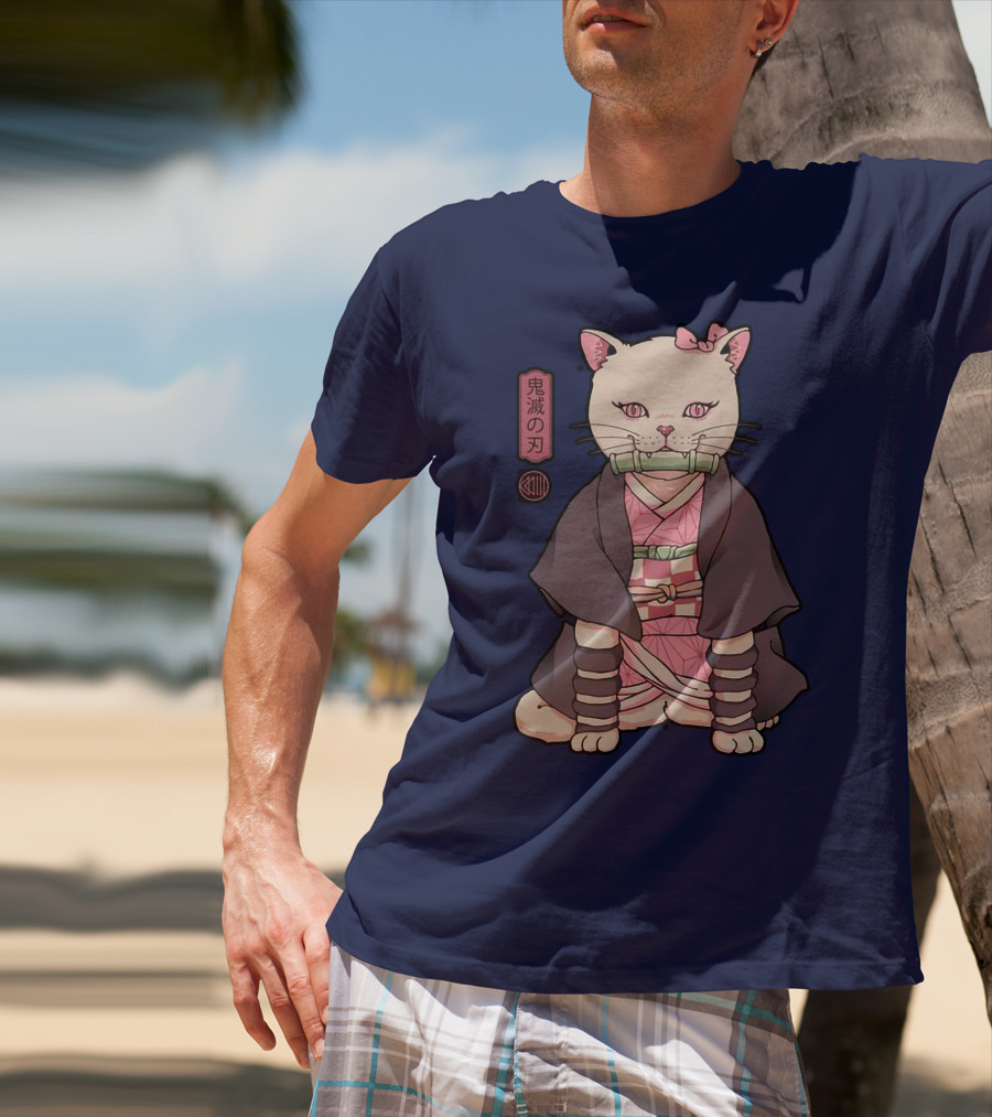 Stolas Store Nezuko Cat Demon Slayer T-Shirt