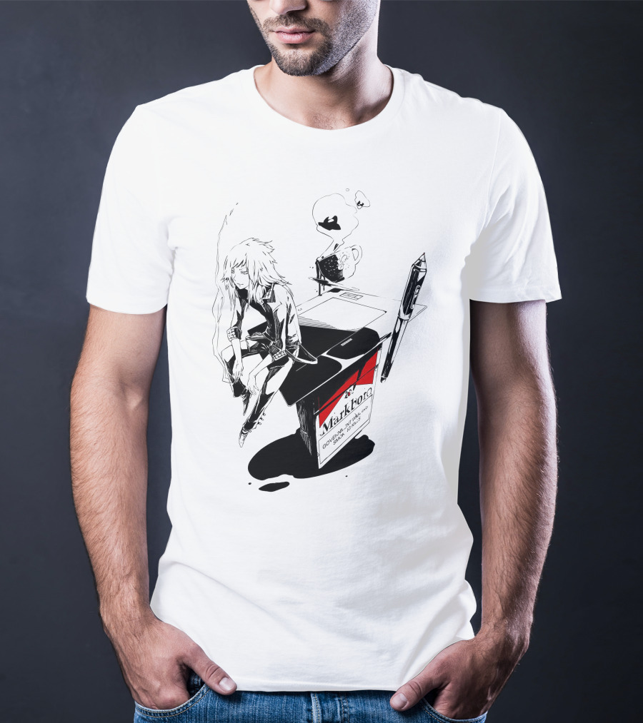 Bibisama Markhor Cigarettes Tablet Smoke Anime Manga T-Shirt