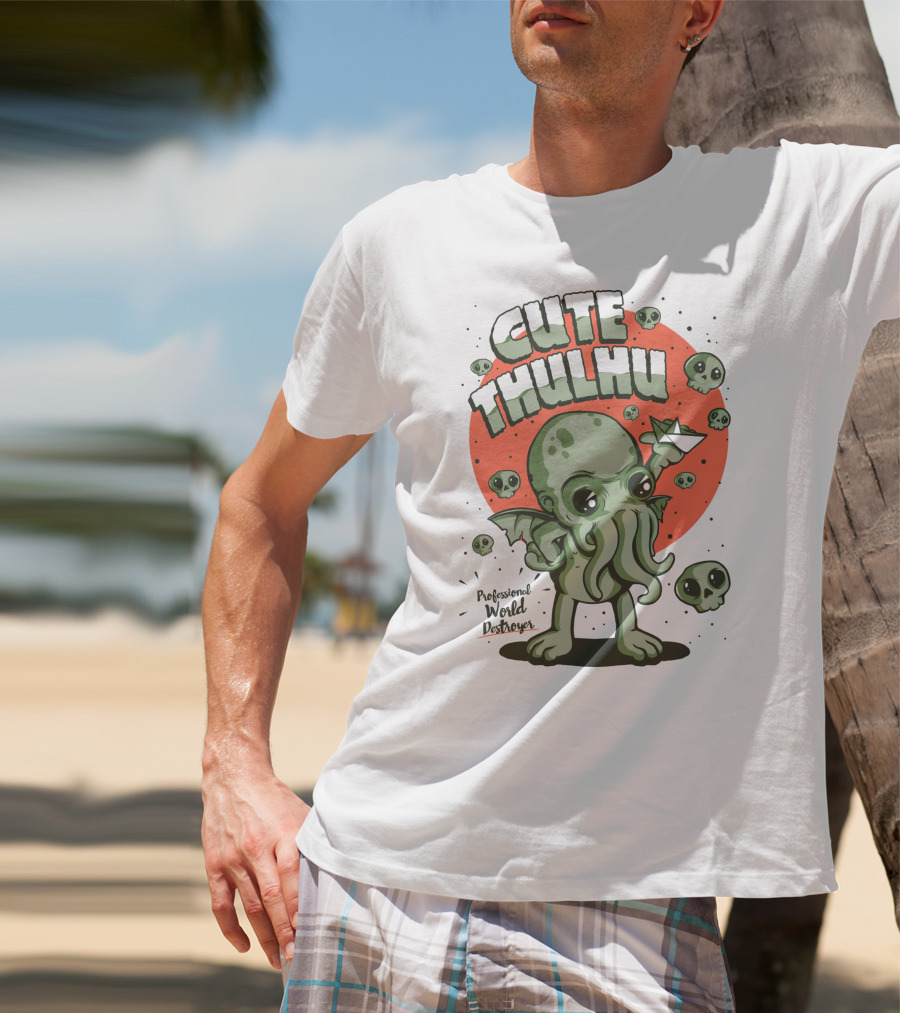 Cute Thulhu Professional World Destroyer Skulls And Paper Boat T-Shirt