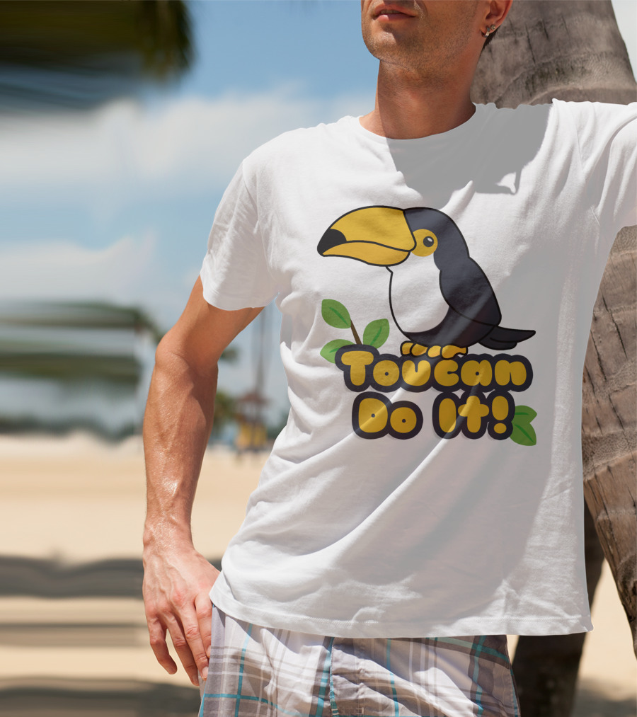 Toucan Do It Essential Positive Inspiration With Cartoon Bird And Leaves T-Shirt