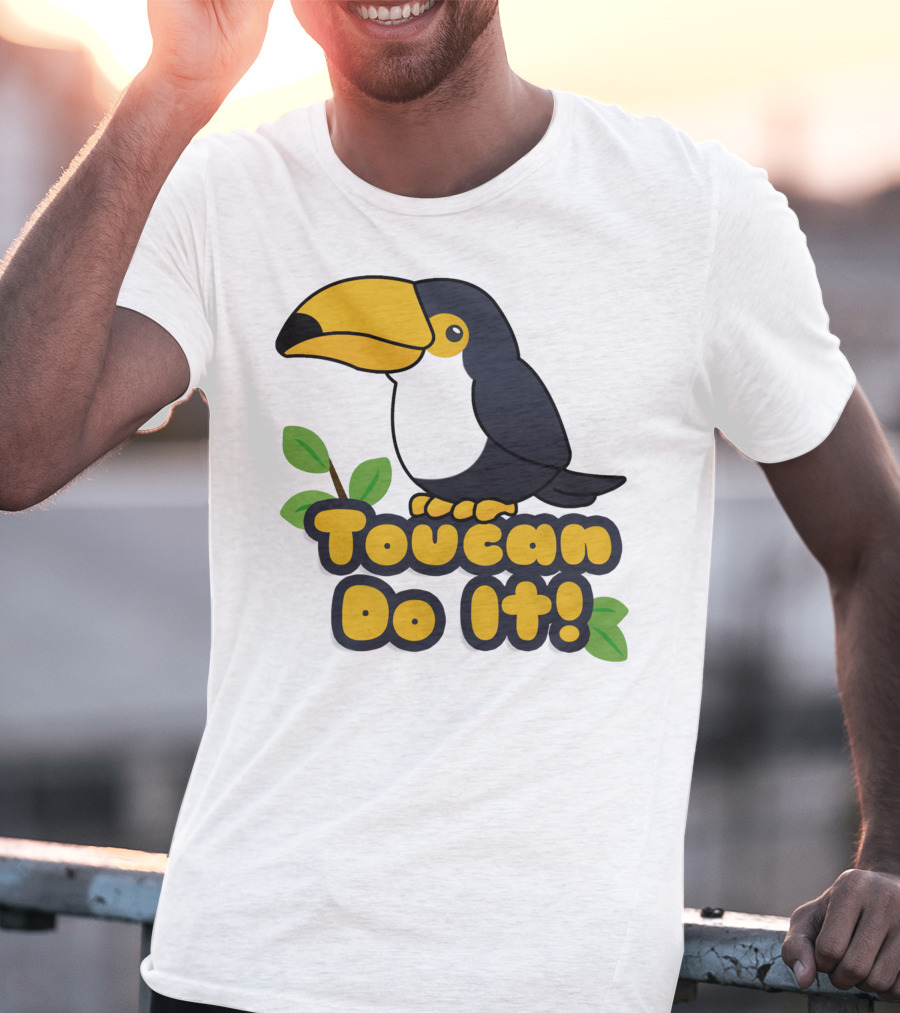 Toucan Do It Essential Positive Inspiration With Cartoon Bird And Leaves T-Shirt